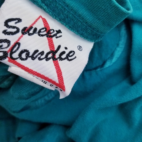 Vintage 80's retro New Wave green t shirt top blouse - Picture 5 of 5